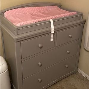 Gray changing table/ dresser. Lightly used.